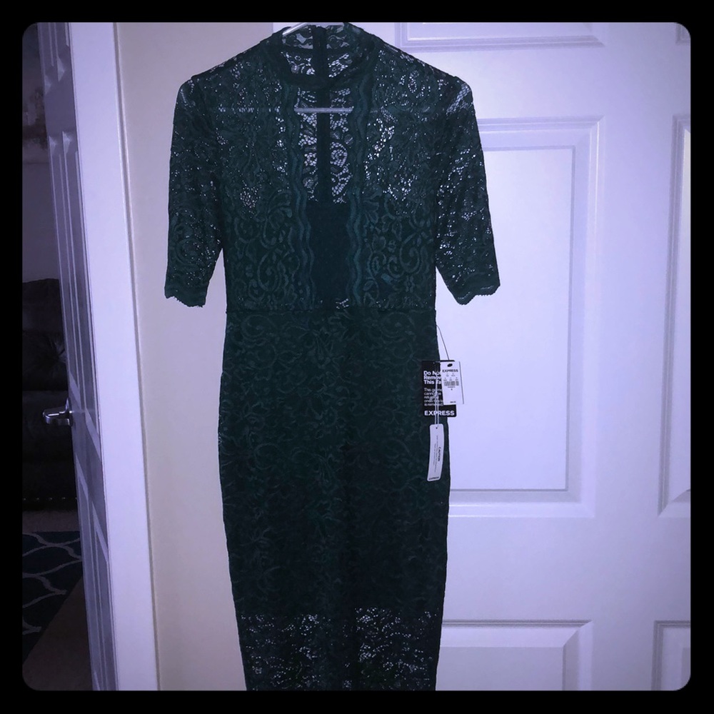 Beautiful dress!!!! Lace with see though traits.